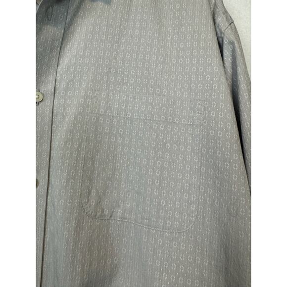 Neiman Marcus Mens Large Trim Fit Button Up Shirt Gray Silver Long Sleeve 16.5 - Picture 9 of 10